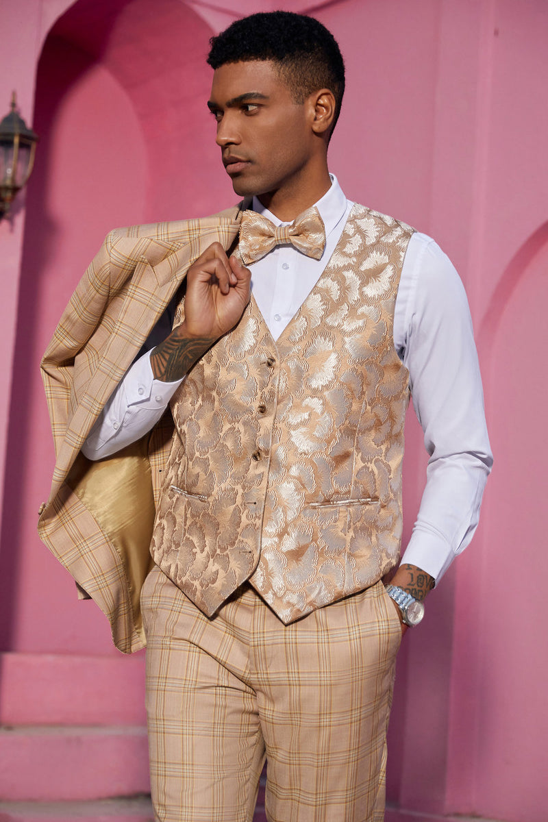 Stacy Adams Men's Plaid Suit with Paisley Vest