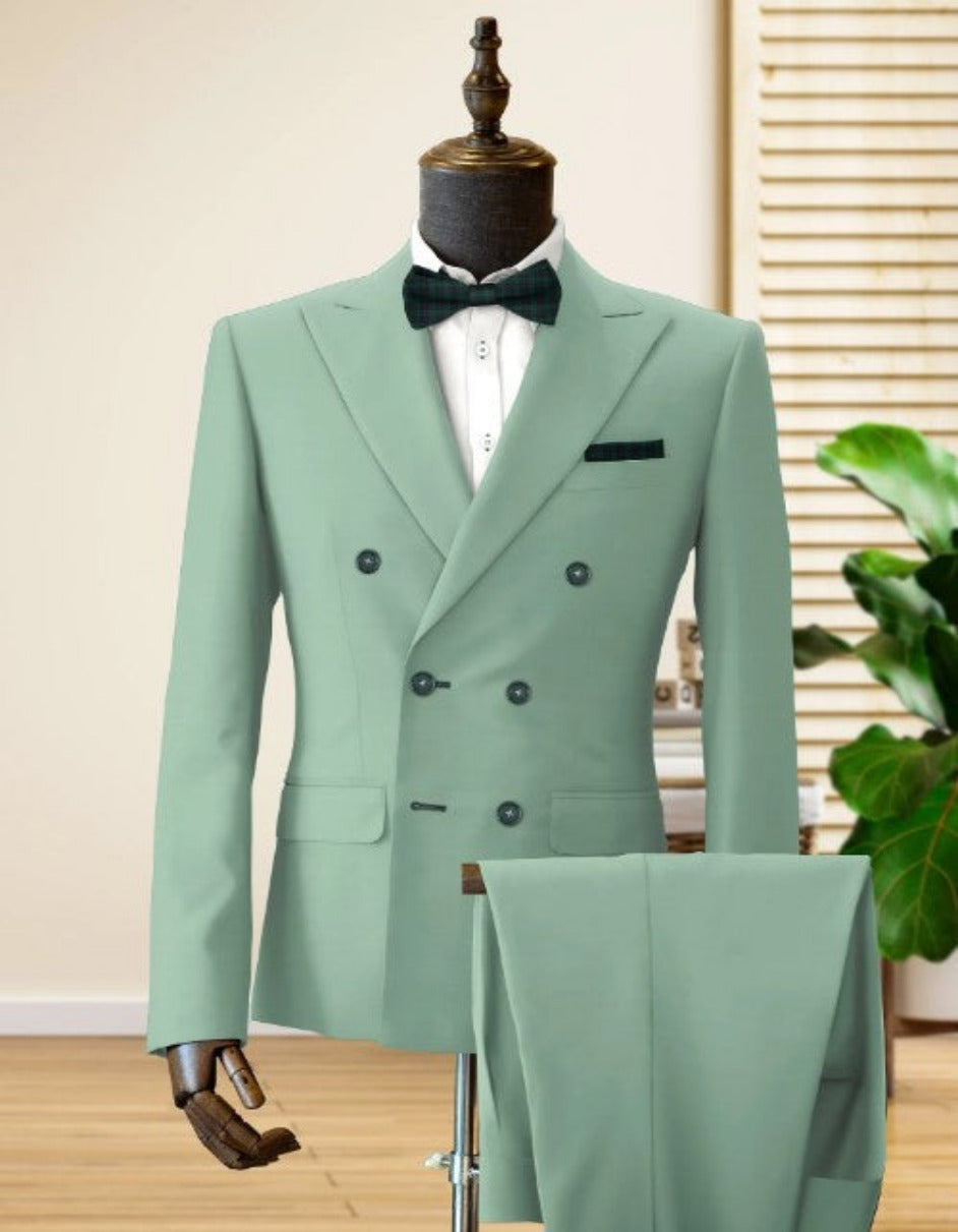 Sage Green Double Breasted Lightweight Suit