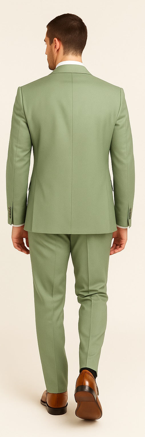 Sage Green Suits - 100% Wool Suit - Light Green Suit Double Breasted Vest - Summer Color Suit