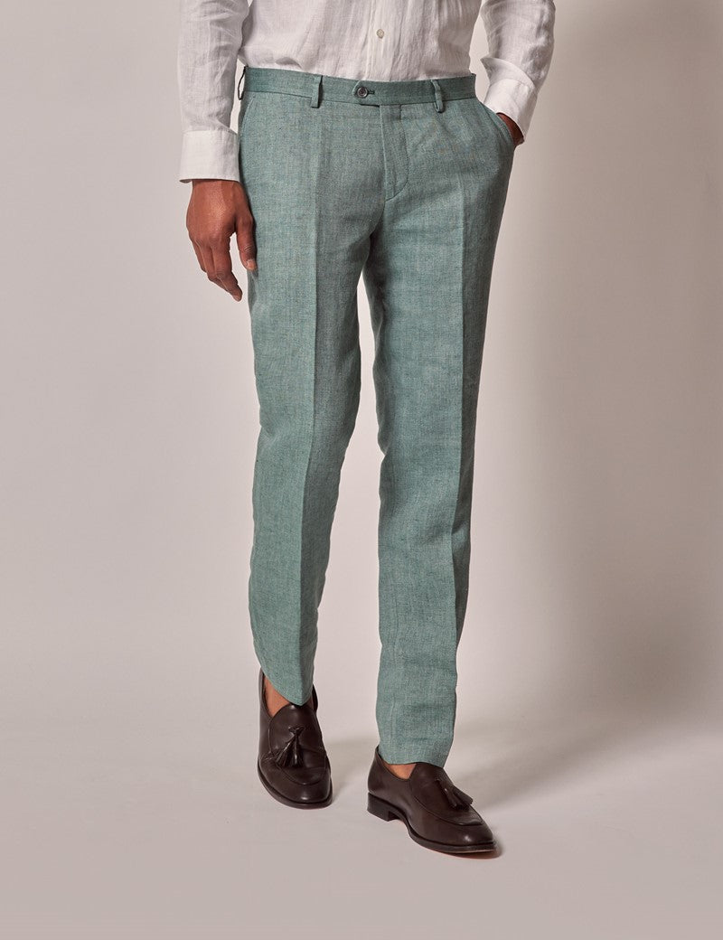 Men's Sea Green Linen Beach Wedding Suit