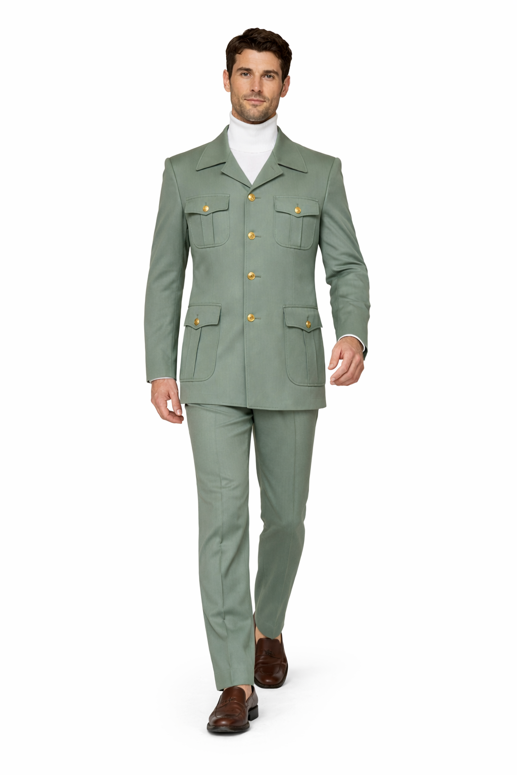 Mint Green Seersucker Peak Lapel Suit by Rossiman