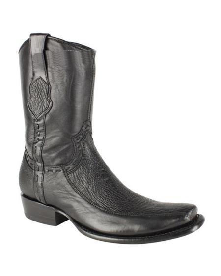 Men's King Exotic Cowboy Style By los altos Boots botas For Sale Genuine Sharkskin Black Dubai Toe With Inside Zipper Handcrafted Dress Cowboy Boot Cheap Priced For Sale Online