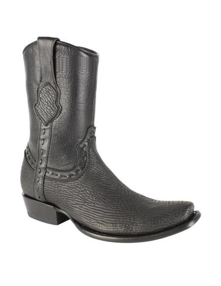 Men's King Exotic Cowboy Style By los altos Boots botas For Sale Genuine Sharkskin Dubai Toe Handmade Black Dress Cowboy Boot Cheap Priced For Sale Online With Inside Zipper