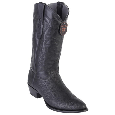 Sharkskin Round Toe Black Cowboy Boots
