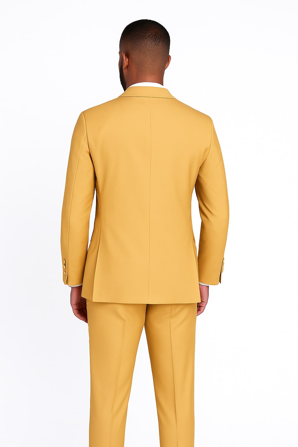 Light Gold Tuxedo Suit - Satin Shawl Lapel, Mustard