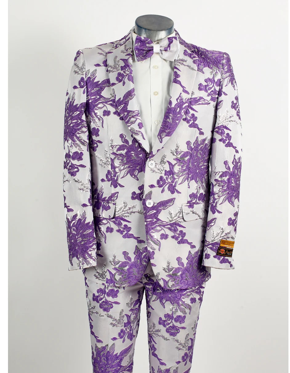 White & Lavender Purple Prom Tuxedo by MensTuxedoUSA
