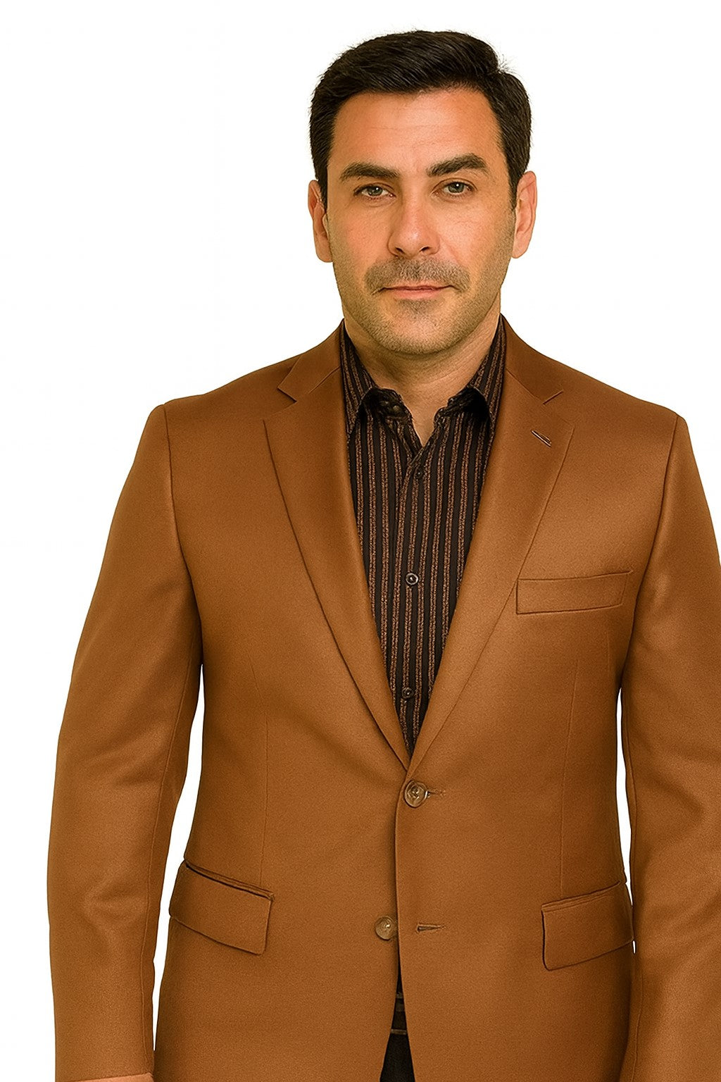 Men's Designer 2-Button With Sheen Rust ~ Peach Sharkskin Suit