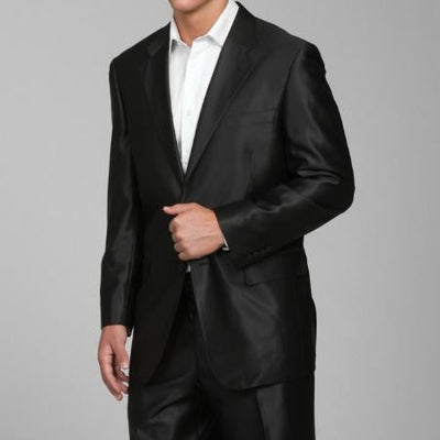 Men's Shiny Black 2-button Men's Sharkskin Suit