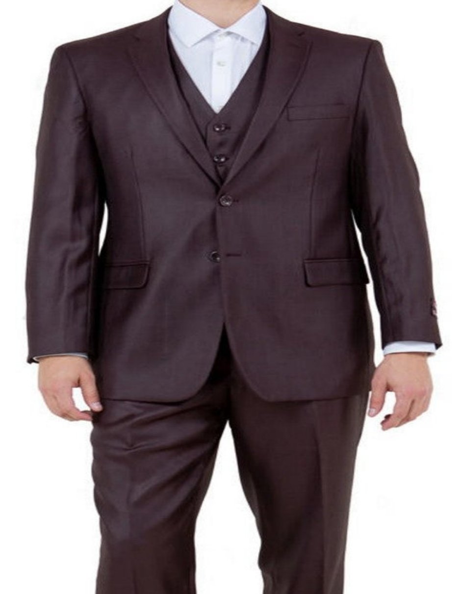 Shiny Burgundy Sharkskin 3 Piece Suit