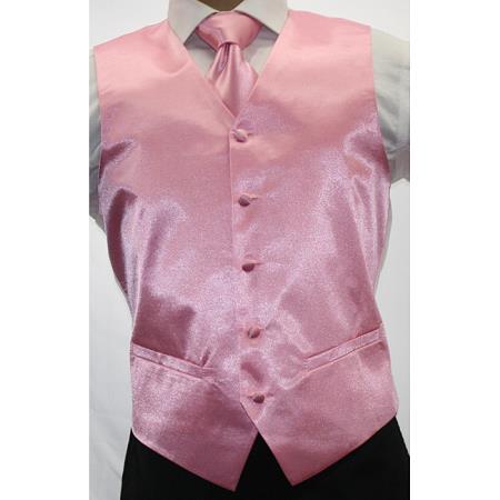 Men's Shiny Pink Microfiber 3-Piece Men's Vest Also available in Big and Tall Sizes