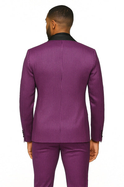 Shiny Purple Tuxedo Jacket with Satin Shawl Lapel