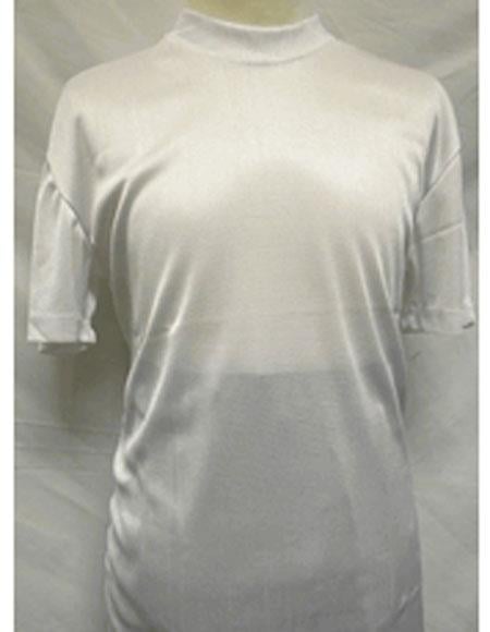 Men'S Silver Shiny Long Sleeve Mock Neck Shirt main image 0