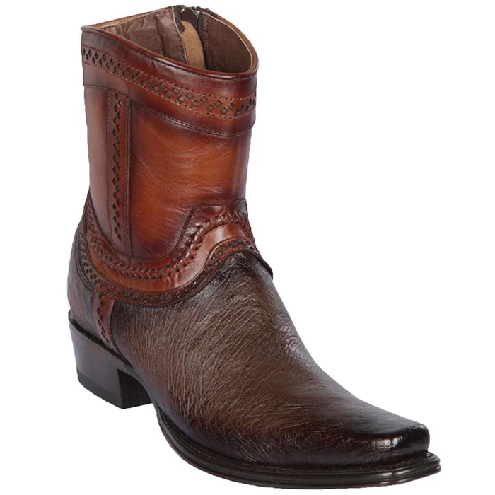 Brown Smooth Ostrich Short Cowboy Boots - Los Altos