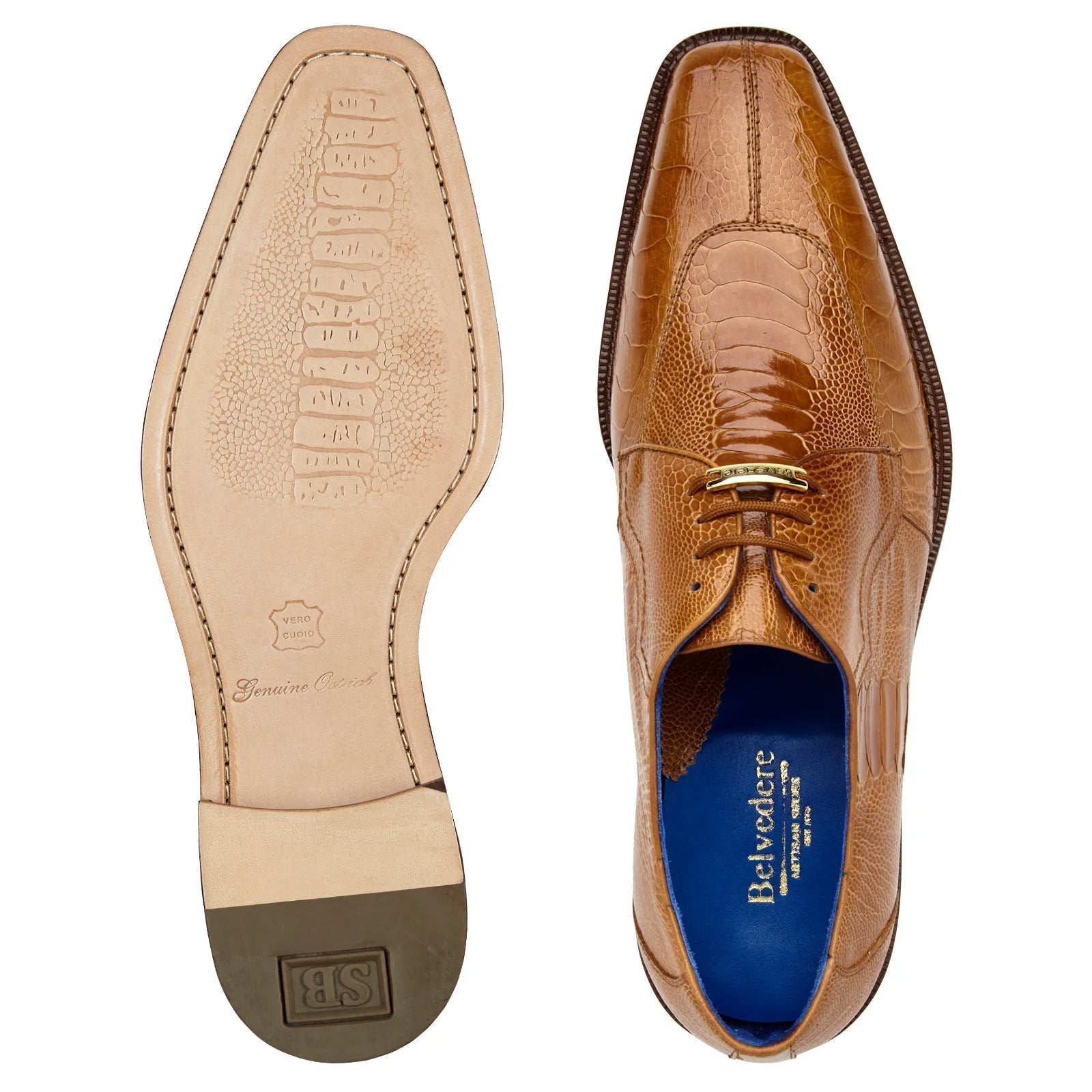 Belvedere Siena Ostrich Leg Moc Toe Dress Shoe
