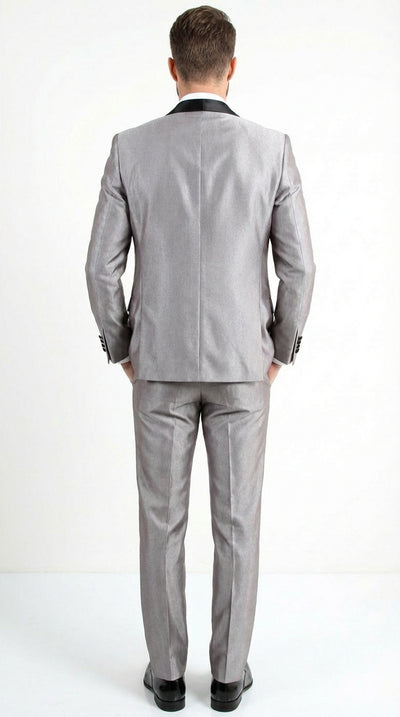 Silver Shiny Tuxedo 3 Piece Suit