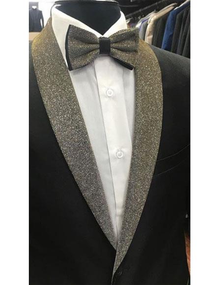 Men's Black Button Closure Shawl Lapel Besom Chest Pocket Jacket