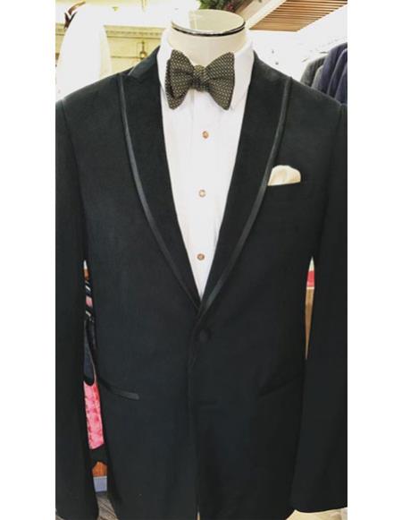Men's Velvet Trim Wedding ~ Prom ~ Fancy Tuxedo Men's blazer Jacket For Men main image 0