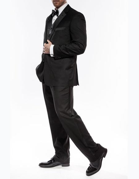 Men's classic black two button wedding prom tuxedo