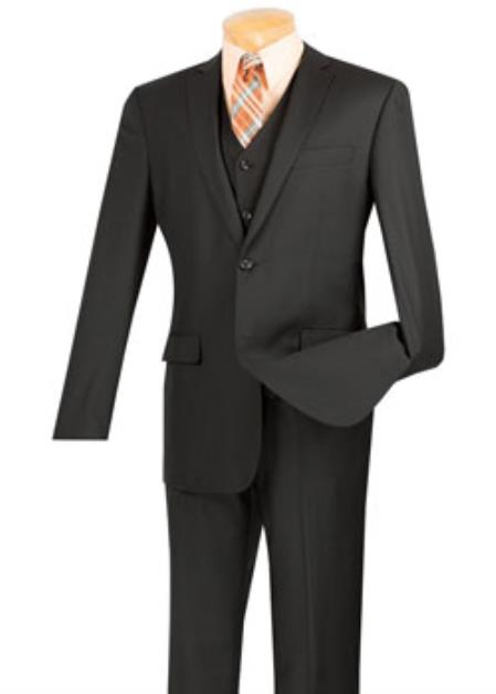Men's Black 3 Piece Executive Suit - Narrow Leg Pants