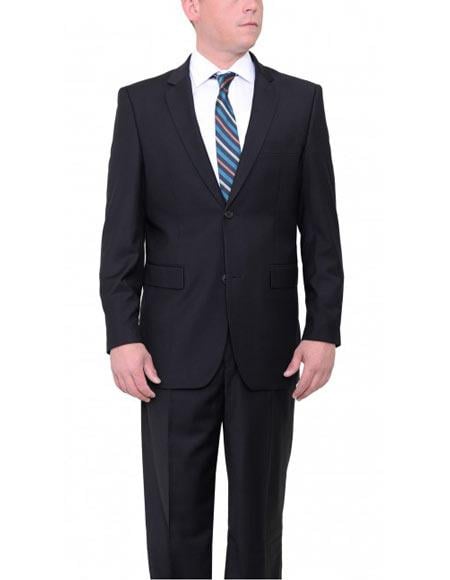 Men's VITALI Classic Fit Two Button Black Suit With Pleated Pants