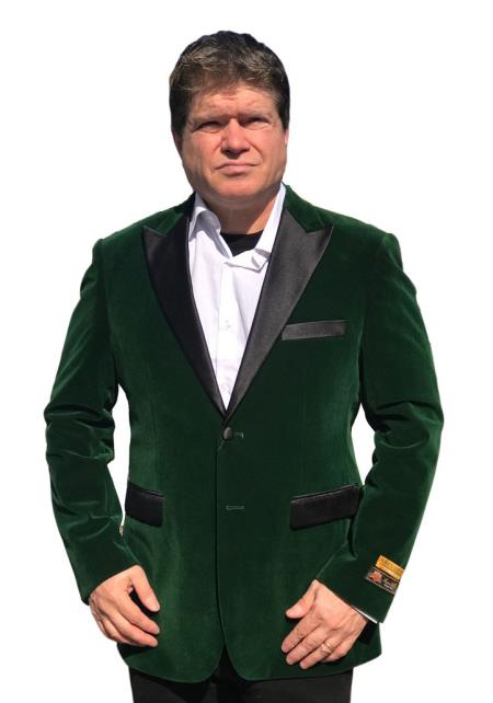 Men's Big And Tall Blazers Velvet ~ Velour Clearance Cheap Priced Green Blazer / Sport Coat