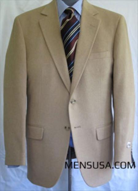 Single Breasted Camel ~ Khaki ~ Tan ~ Beige Hair Sport Coat