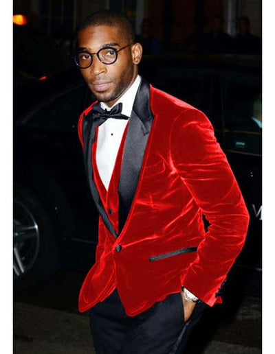 Alberto Nardoni Brand Men's Red Velvet Tuxedo Cheap Priced velour Blazer Jacket For Men ~ Sport coat - Red Tuxedo
