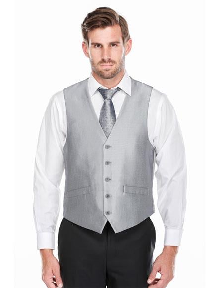 Men's Shark-Skin 5 Button Classic Fit Black Vest main image 0
