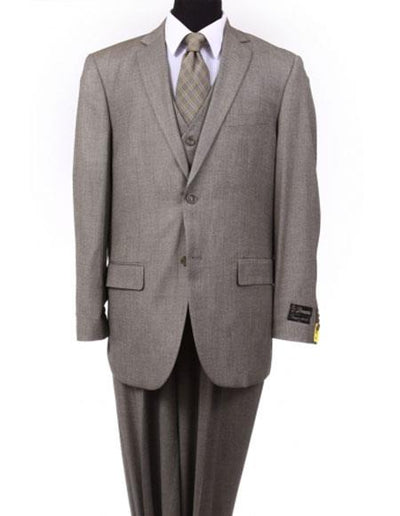 Men's 2 button Vested Pleated Pants Taupe ~ Dark Tan ~ Earth Suit toned Color