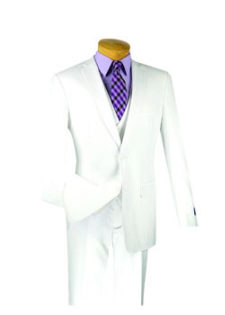 Men's White 3 Piece Executive Suit - Narrow Leg Pants