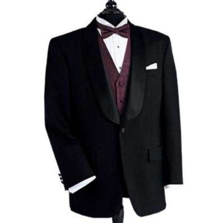 Black Dinner Jacket 100% Poly 1 Button Shawl Collar
