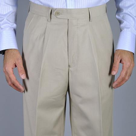Men's Bone Single Pleat Pants unhemmed unfinished bottom