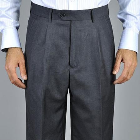 Men's Charcoal Single Pleat Pants unhemmed unfinished bottom
