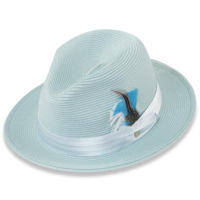 Tapa Sky Blue Fedora β Menβs Crushable Straw Dress Hat