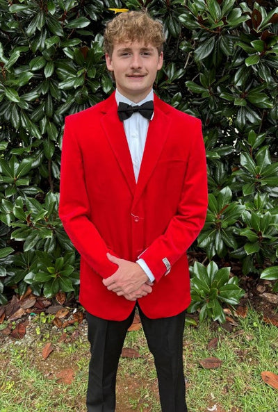 Red Velvet Slim Fit Jacket for Men