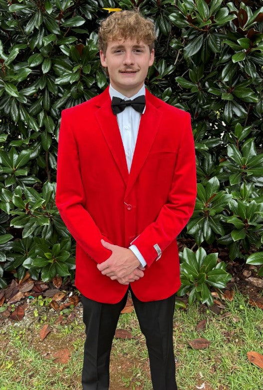 Red Velvet Slim Fit Jacket for Men