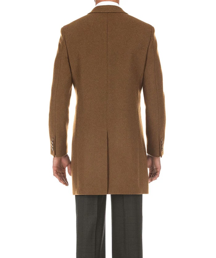 Slim Fit Camel Wool Blend Overcoat