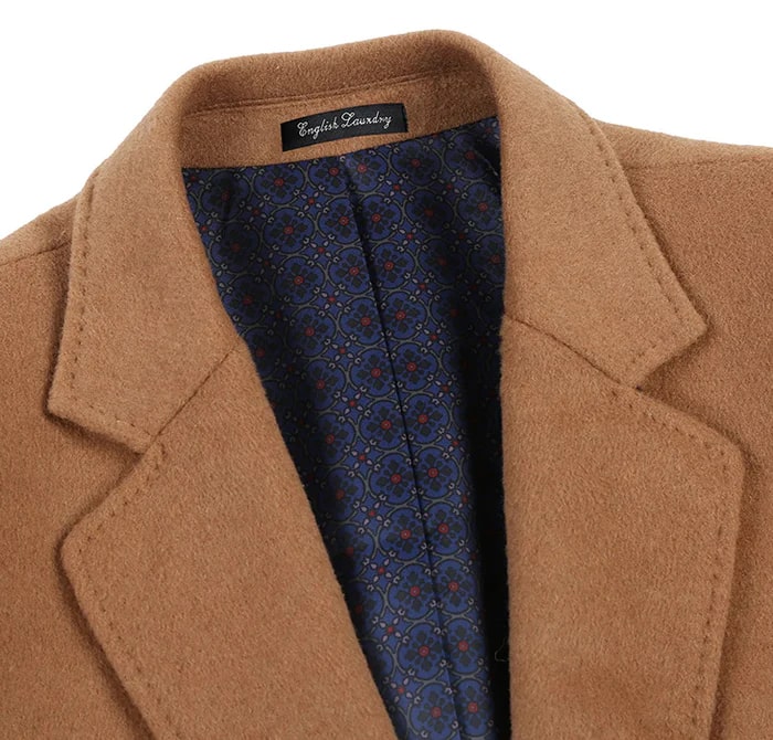 Slim Fit Camel Wool Blend Overcoat