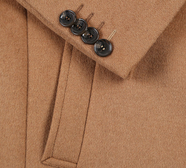 Slim Fit Camel Wool Blend Overcoat