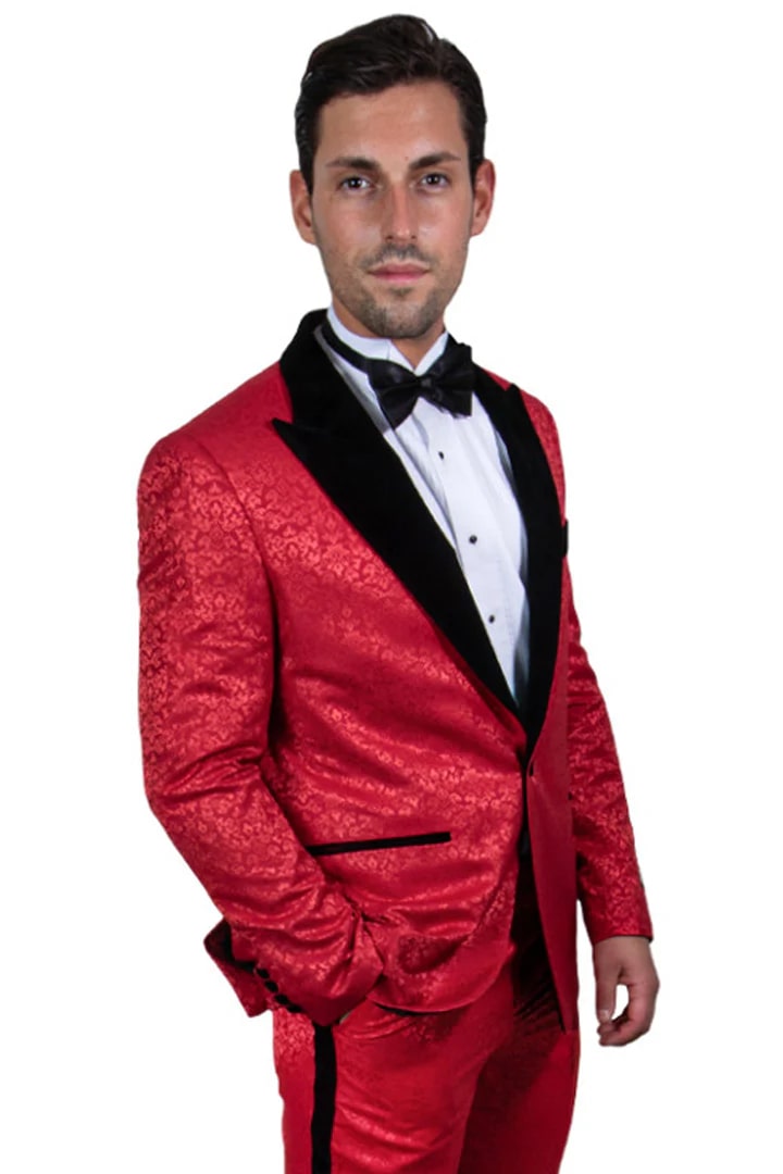 Paisley Red & Black Stacy Adams Tuxedo for Men