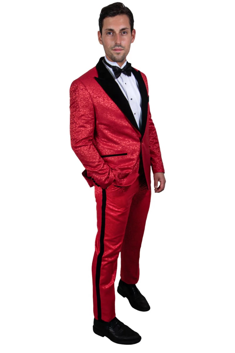 Paisley Red & Black Stacy Adams Tuxedo for Men
