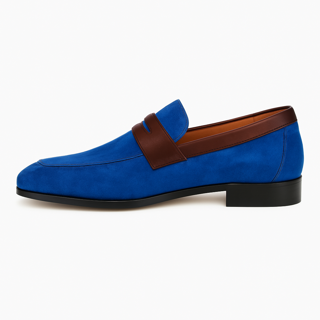 Men's Blue Slip On Stylish Dress Loafer Design Shoe