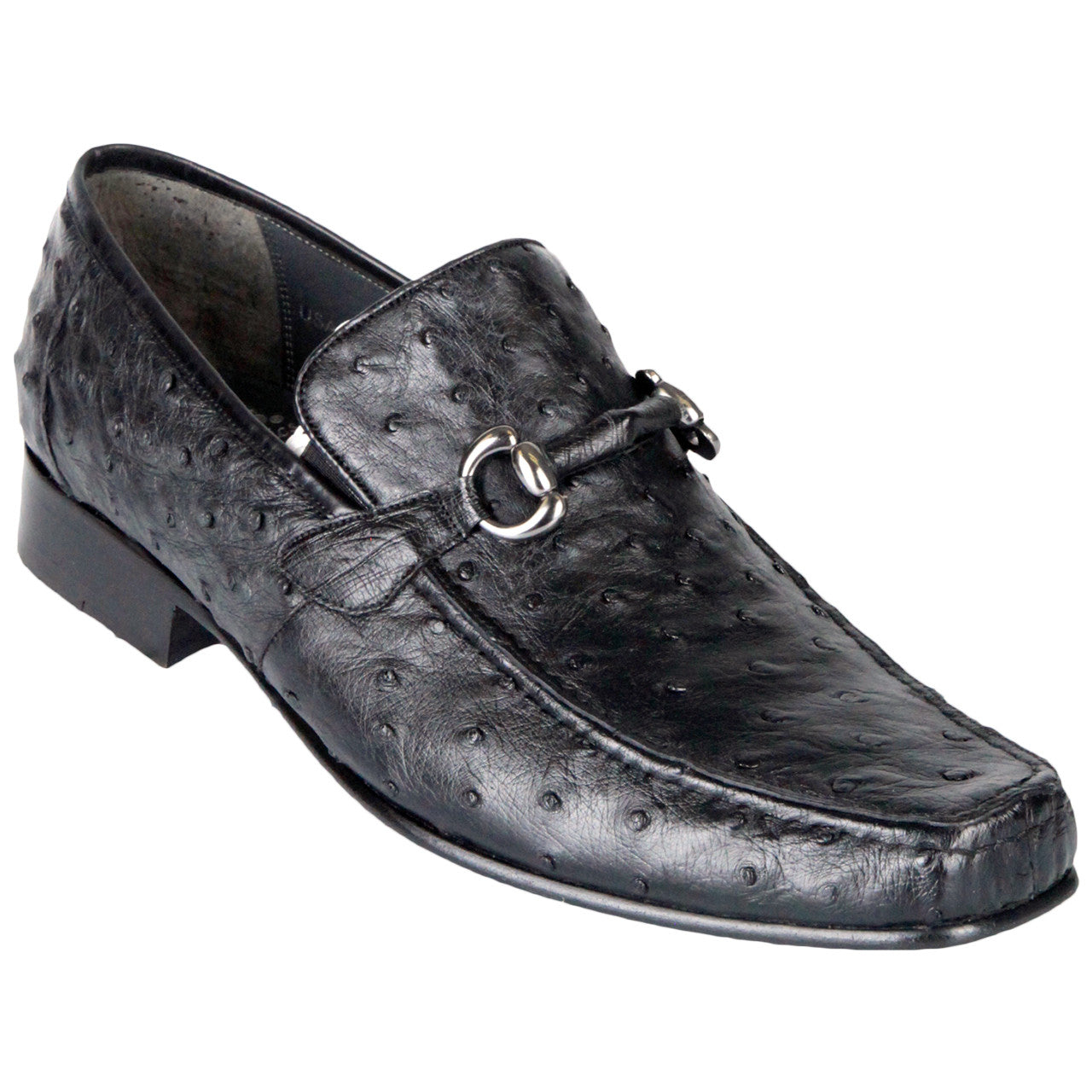 Los Altos Black Ostrich Leather Loafers