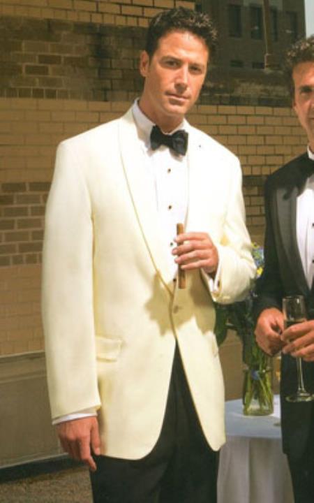 Men's Wool Feel Snow White Shawl Collar Dinner Jacket