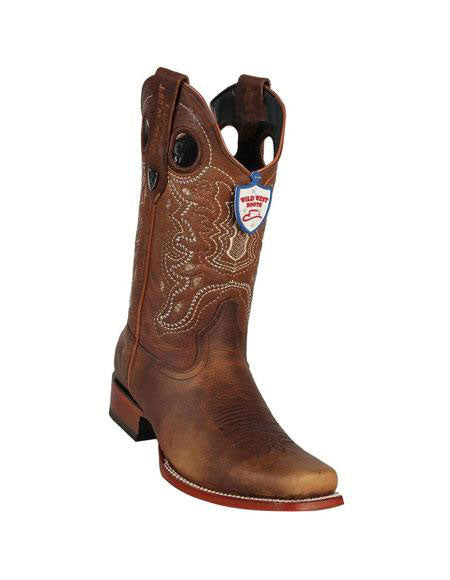 Men's Wild West Genuine Rage Cowboy Leather Square Toe Brown Dress Cowboy Boot Cheap Priced For Sale Online Handmade