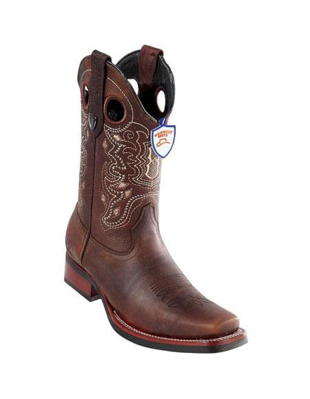 Men's Brown Handmade Wild West Genuine Rage Cowboy Leather Square Toe Dress Cowboy Boot Cheap Priced For Sale Online