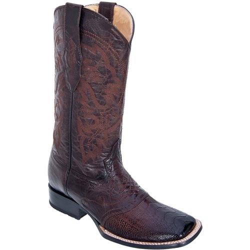 Men's Los Altos Boots Burnished Brown Ostrich Leg W/ Saddle Vamp Wide Square Toe Dress Cowboy Boot Cheap Priced For Sale Online - Botas De Avestruz