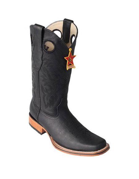 Men's Los Altos Boots Square Toe Black Dress Cowboy Boot Cheap Priced For Sale Online With Saddle Rubber Sole Handmade