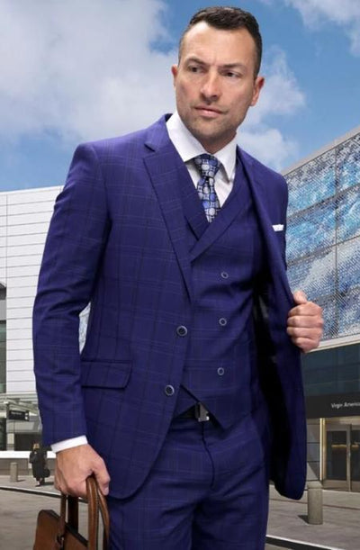 Double Breasted Italian Wool Suit with Vest