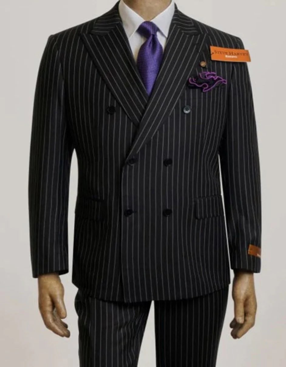 Black Double Breasted 3 Piece Suit by Steve Harvey